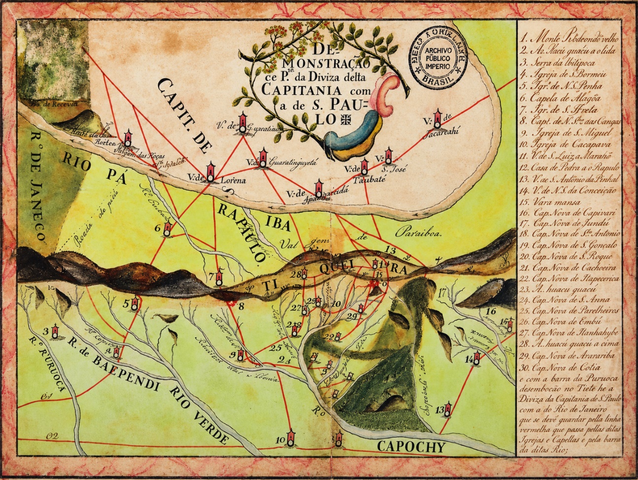 Mapa histórico reproduzido no material da cronologia.